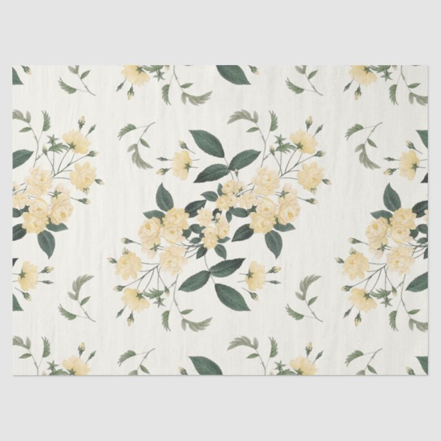 Gelbe Rosen-botanisches Seidenpapier 17x23 (Vorderseite)