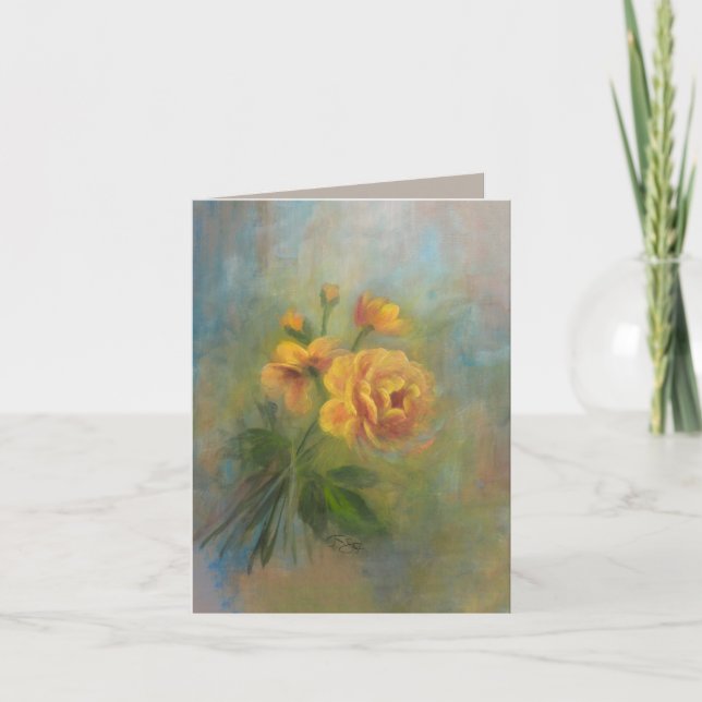 Gelbe Rosen Dankeskarte (Vorderseite)