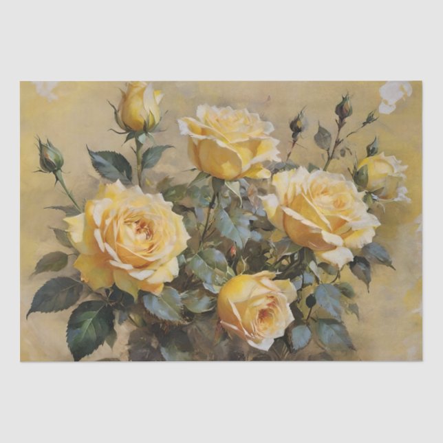 Gelbe Rosen Druckentkeimung / Seidenpapier (Vorderseite)