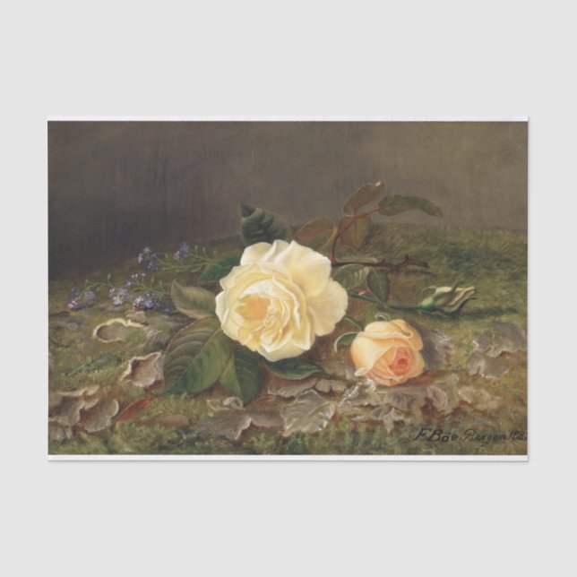 Gelbe Rosen, entfärbt Seidenpapier (Vorderseite)