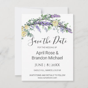 Gelbe Rosen Eukalyptus Save the Date