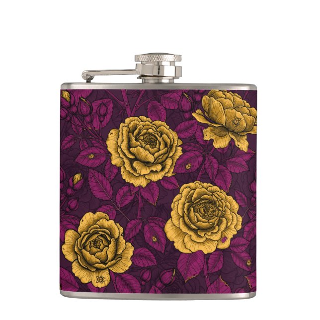 Gelbe Rosen Flachmann (Vorderseite)