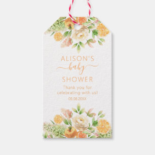 Gelbe Rosen Florale Grünzeug Mädchen Baby Shower Geschenkanhänger