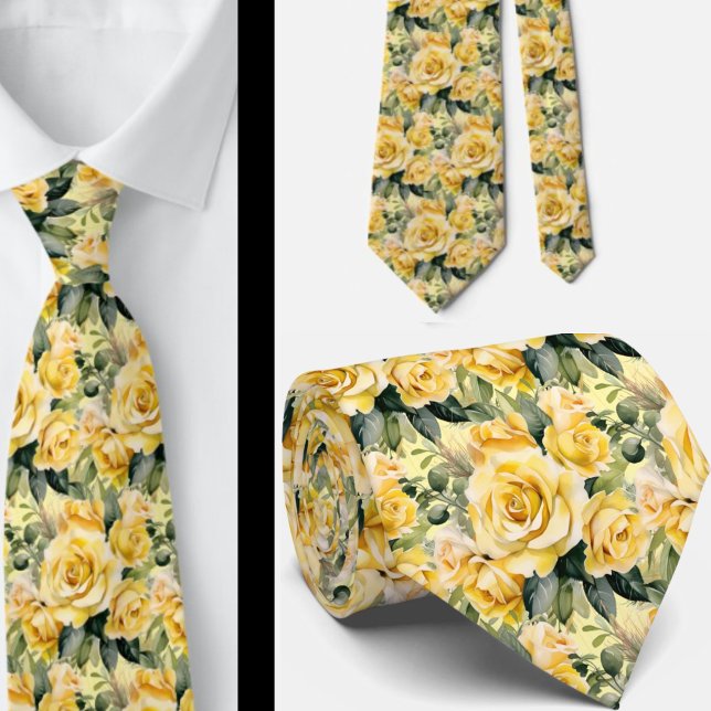 Gelbe Rosen Frühlingsblüte Krawatte (Von Creator hochgeladen)