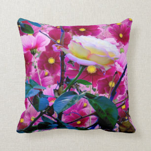 GELBE ROSEN-GARTEN-SCHÖNHEIT U. FUCHSIEN-BLUMEN KISSEN