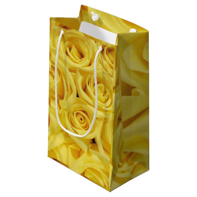 Gelbe Rosen, gelegentlich_ Kleine Geschenktüte (Vorderseite Schrägansicht)