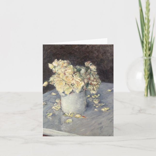Gelbe Rosen in einer Vase von Caillebott Impressio Karte (Vorderseite)