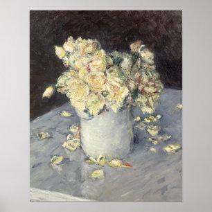 Gelbe Rosen in einer Vase von Caillebott Impressio Poster