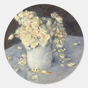 Gelbe Rosen in einer Vase von Caillebott Impressio Runder Aufkleber
