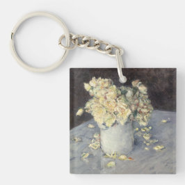 Gelbe Rosen in einer Vase von Caillebott Impressio Schlüsselanhänger