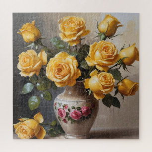 Gelbe Rosen in Vasen