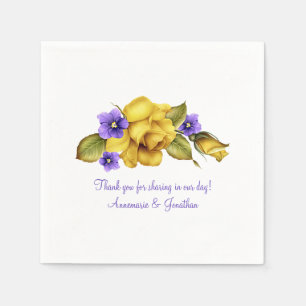 Gelbe Rosen Lila Violetten 50 Jahre Jubiläum Party Serviette
