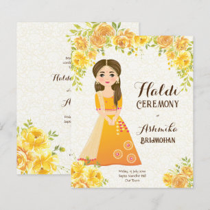 Gelbe Rosen niedliches Mädchen Budget Haldi Einlad