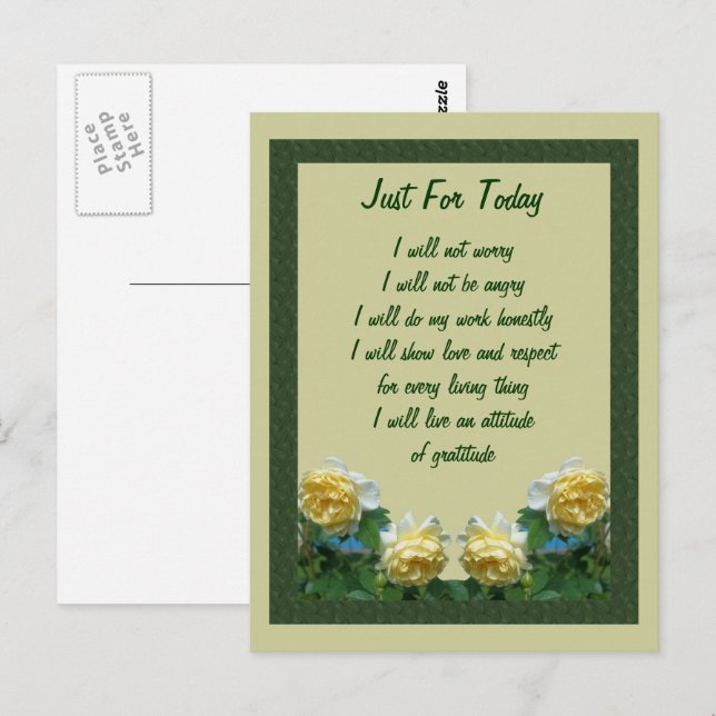 Gelbe Rosen nur für heute inspirierend Postkarte (Vorne/Hinten)