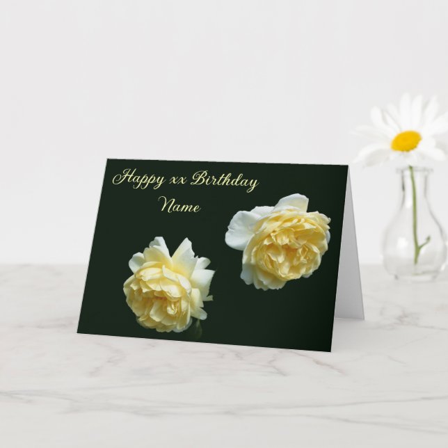 Gelbe Rosen Personalisiert Geburtstag Karte (Kleine Pflanze)