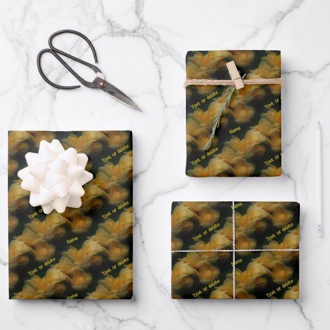 Gelbe Rosen Personalisiert Geschenkpapier Set (Vorderseite)