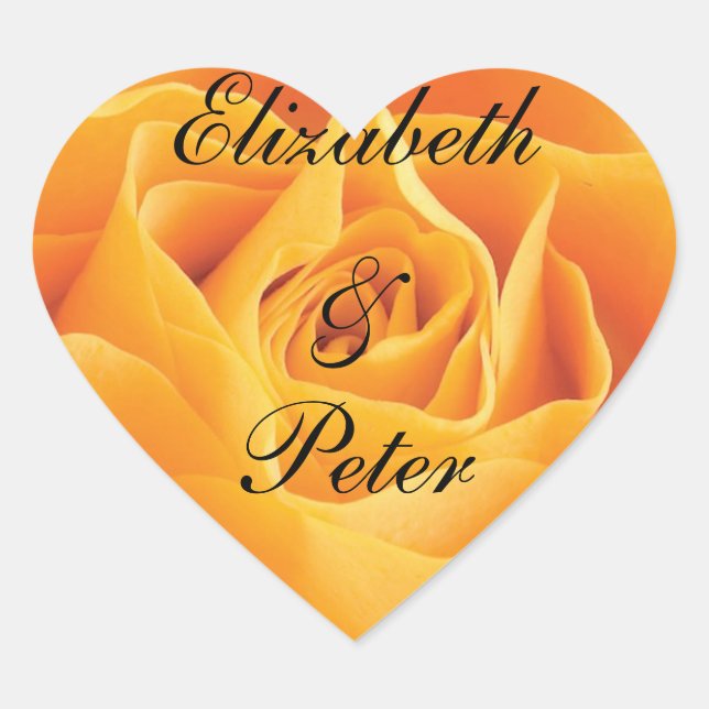 Gelbe Rosen-personalisierte Hochzeit Texas Herz-Aufkleber (Vorderseite)