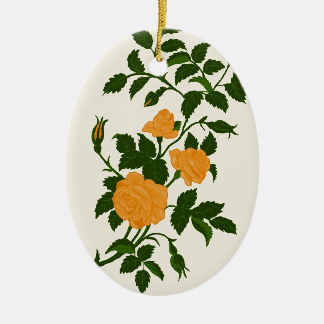 Gelbe Rosen, personalisierte Rückseite Keramikornament (Vorne)