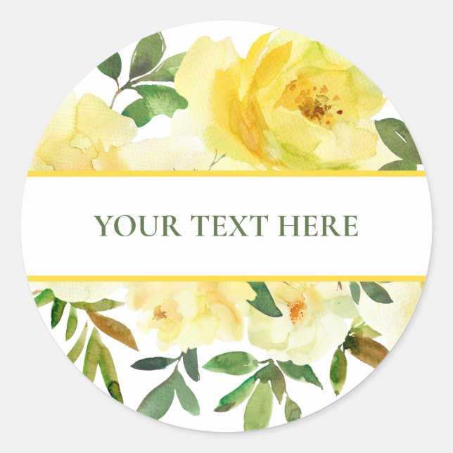 Gelbe Rosen Rundaufkleber Vorlage Ihr Text hier Runder Aufkleber (Vorderseite)