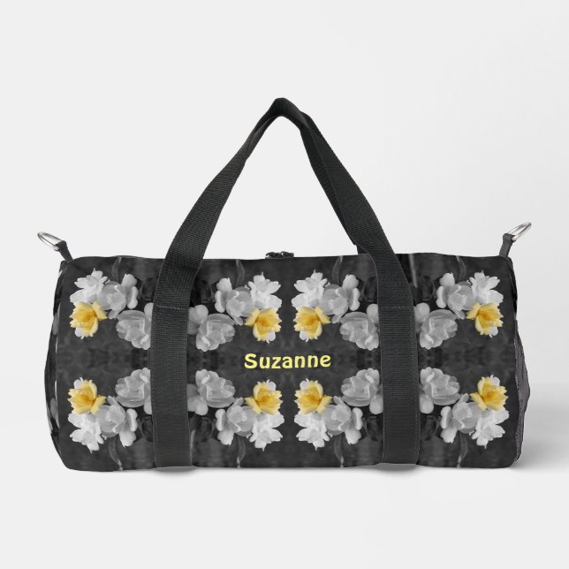 Gelbe Rosen - Teilfarbabstrakte, personalisierte Duffle Bag (Vorderseite)