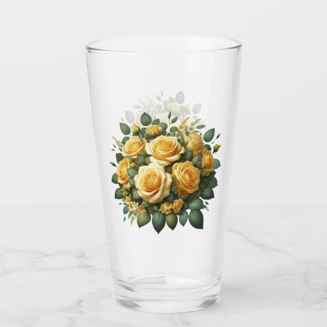 Gelbe Rosen Trinkglas Tumbler (Vorderseite)