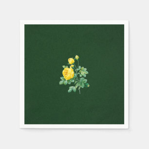 Gelbe Rosen und Rosenknospe Serviette