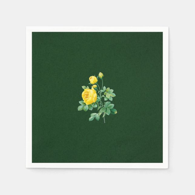 Gelbe Rosen und Rosenknospe Serviette (Vorderseite)