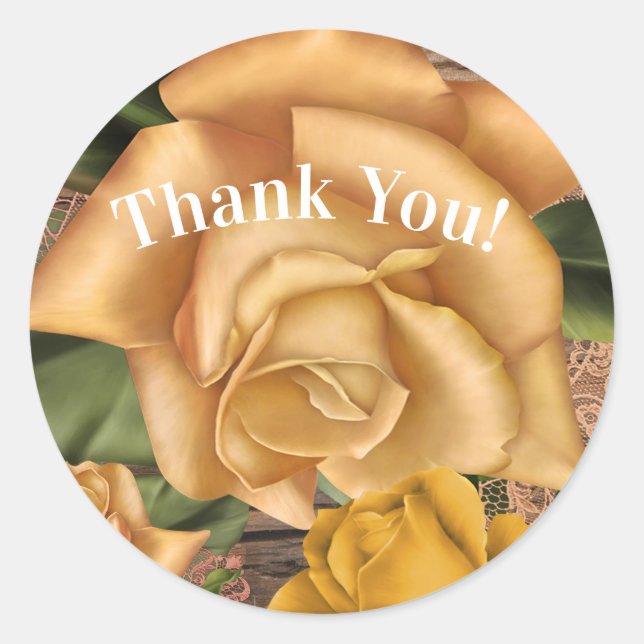 Gelbe Rosen und rustikales Brautparty aus Holz Runder Aufkleber (Vorderseite)