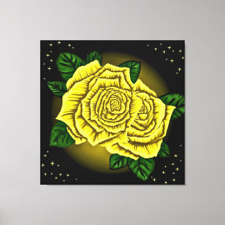 Gelbe Rosen und Sterne Leinwanddruck