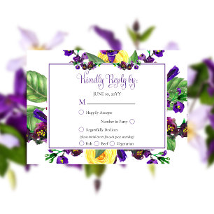 Gelbe Rosen  Violets Boho Floral Wedding RSVP