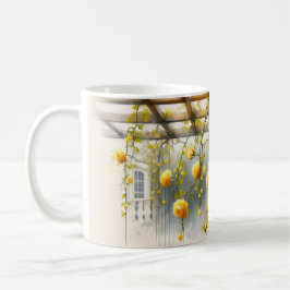 Gelbe Rosen Wasserfarben Garten Kaffeetasse