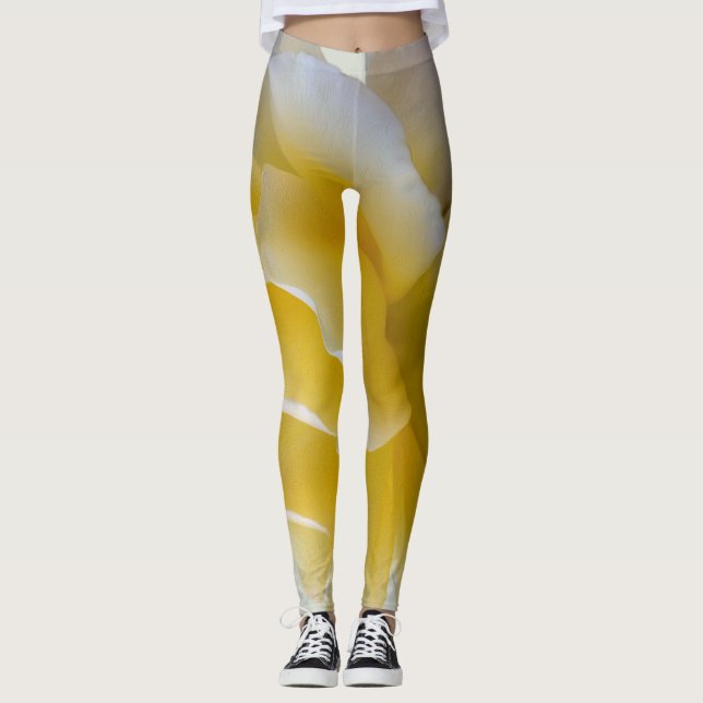 Gelbe Rosenblätter Leggings (Vorderseite)
