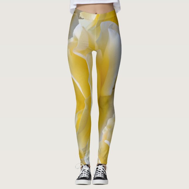 Gelbe Rosenblätter Leggings (Vorderseite)