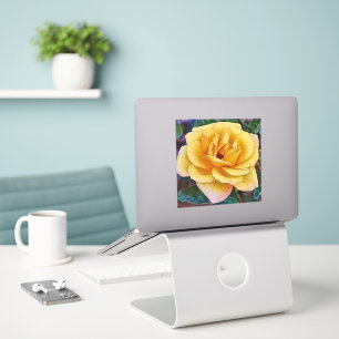 Gelbe Rosenblume Florale Kunst Große Aufkleber