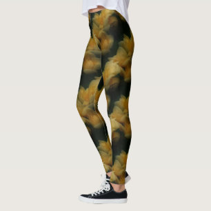 Gelbe Rosenblüten Naturmuster Leggings