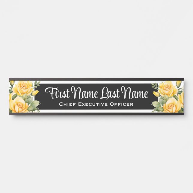 Gelbe Rosenflorale Büroschilder Name Plate Türschild (Vorderseite )