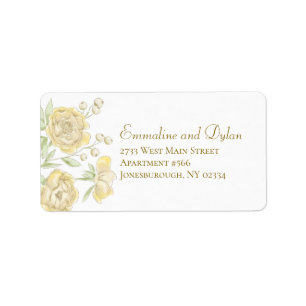 Gelbe Rosenhochzeit Adressaufkleber