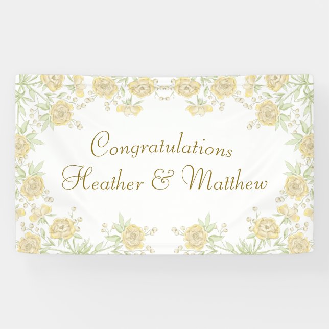 Gelbe Rosenhochzeit Banner (Horizontal)