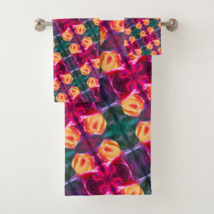 Gelbe Rosenknospe Abstrakte Blume Malerei Badhandtuch Set