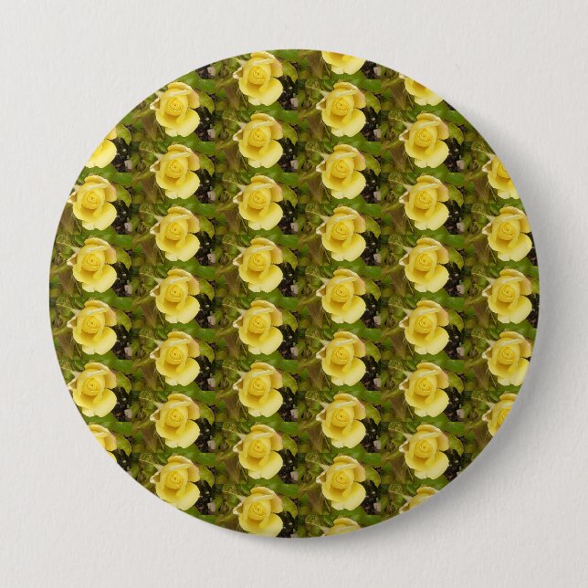 Gelbe Rosenknospe Abzeichen Button (Vorderseite)