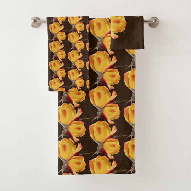 Gelbe Rosenknospe-Blume Badhandtuch Set (Insitu)