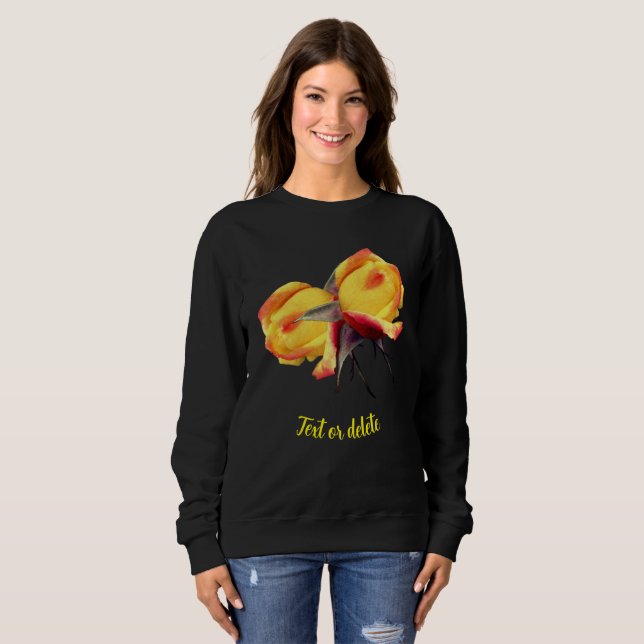 Gelbe Rosenknospe-Blume Personalisiert Sweatshirt (Vorne ganz)