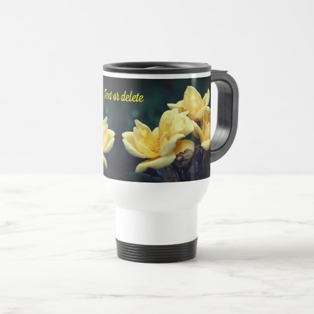 Gelbe Rosenknospe Blumen Personalisiert Reisebecher (VorderseiteRechts)