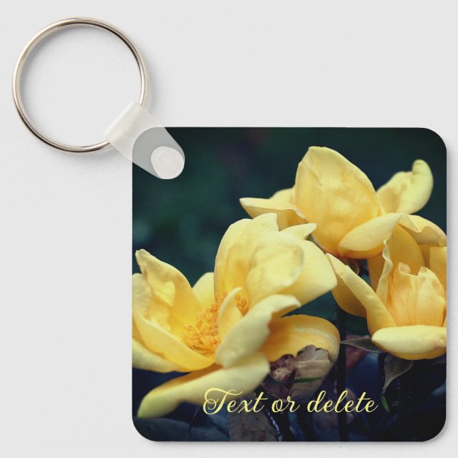 Gelbe Rosenknospe Blumen Personalisiert Schlüsselanhänger (Vorderseite)