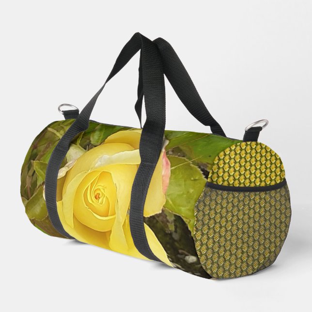 Gelbe Rosenknospe drucken Nähtasche Duffle Bag (Rechte Ecke)