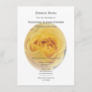 Gelbe Rosenknospe-Hochzeit Menükarte