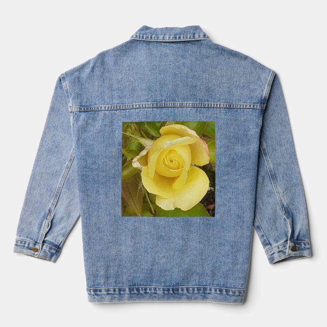 Gelbe Rosenknospe Jeansjacke (Rückseite)
