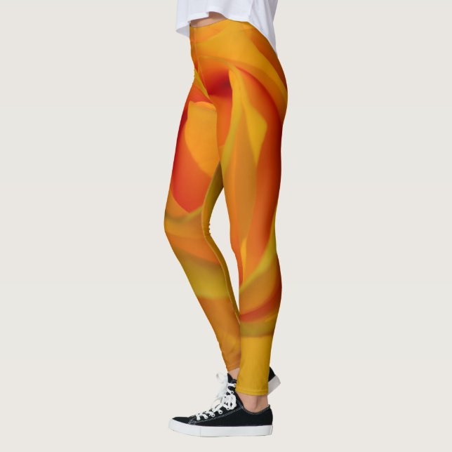 Gelbe Rosenorange Rose Romantische Rose Leggings (Links)