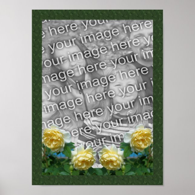Gelbe Rosenrahmen hinzufügen Ihr Foto Poster (Vorne)