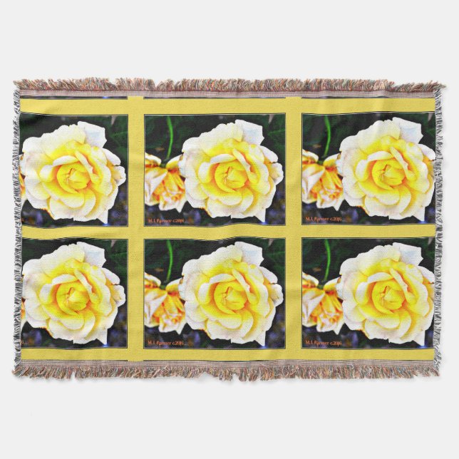 Gelbe Rosethrow-Decke Decke (Vorderseite)